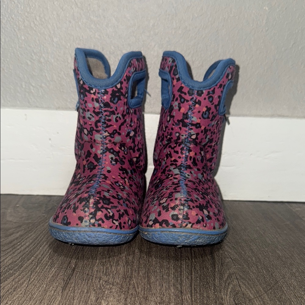 Toddler Pink and Blue Leopard Print Boots